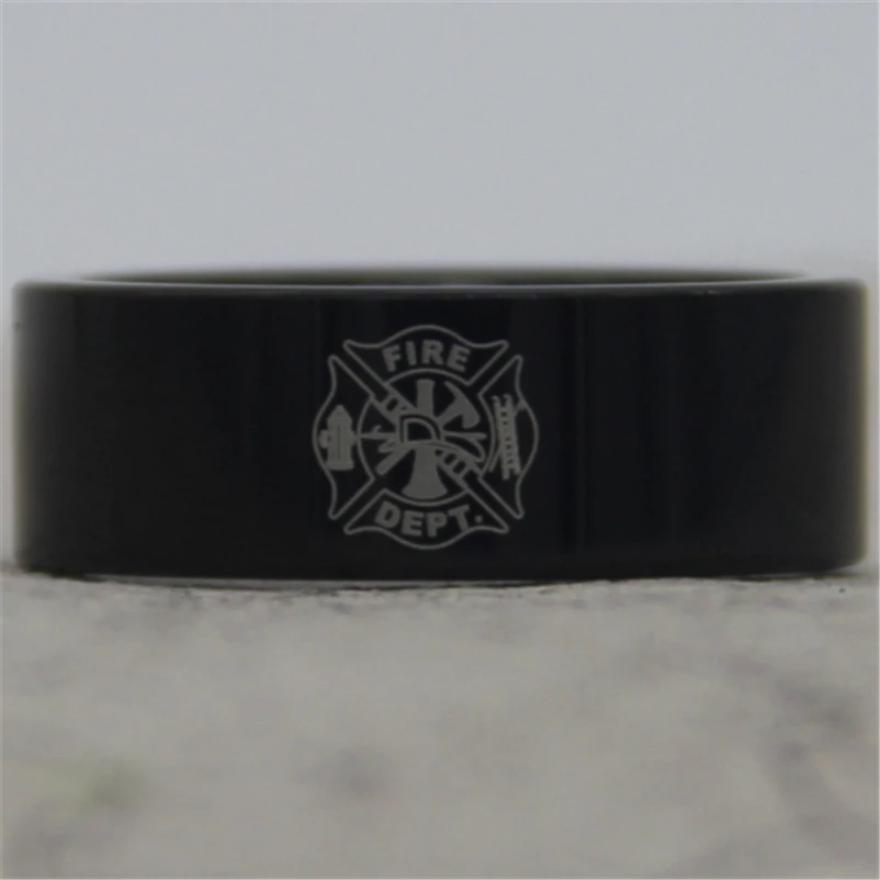 Free Shipping YGK JEWELRY Hot Sales 8MM Black Pipe Fireman Firefighter Men's Comfort Fit Tungsten Wedding Ring