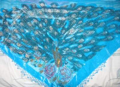 Triangle Beaded Peacock silk Velvet feeling 30% Nylon 70% rayon  Burn Out Duster Opera Shawl Scarf Wrap 7pcs/lot #2181