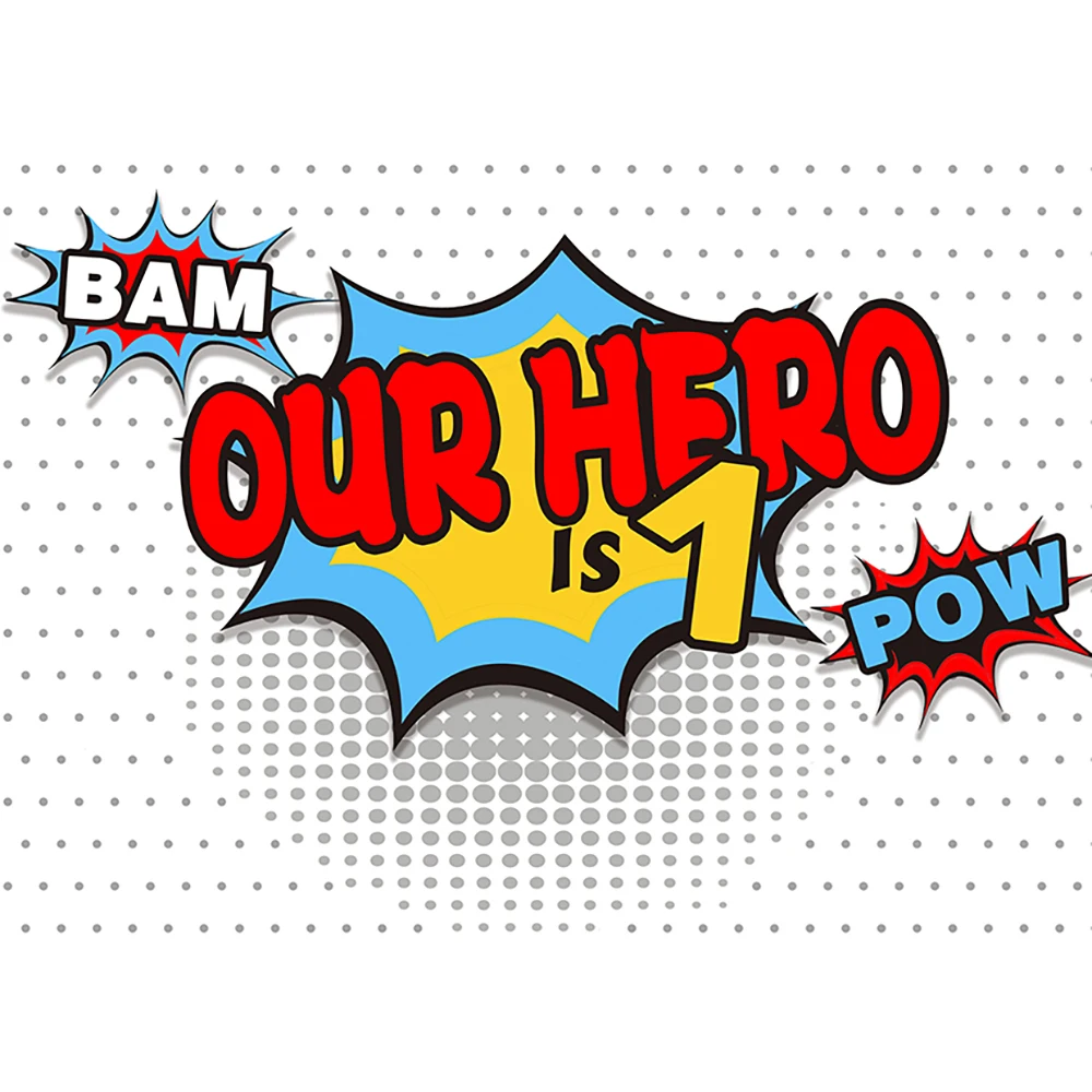 Allenjoy – toile de fond pour prise de photos, boom Hero, anniversaire des enfants, garçons, bam pow, gris dégradé, points