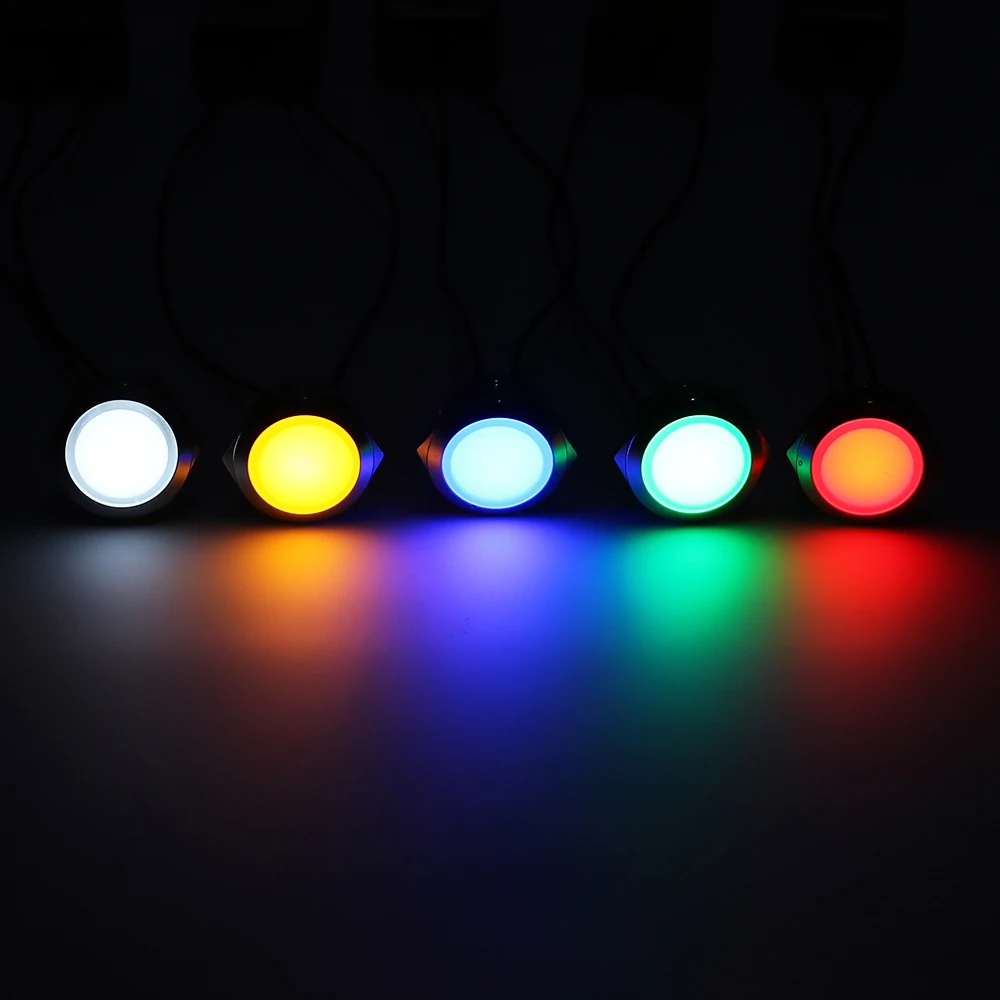 19mm LED Metal Indicator light Waterproof Signal lamp Light 3V 6V 12V 24V 220v Red Yellow Blue White Green Spherical 19ZSD.QX.X