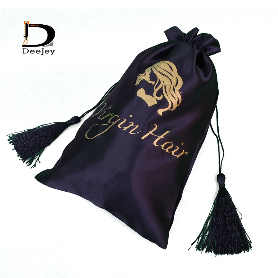 Satin hair bags for  tassel fringe drawstring pack pouch  virgin hair gift bags two color choice 50 pcs lot