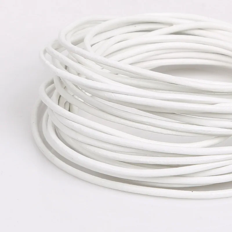 1/1.5/2mm Genuine Leather Cords White Round Rope String Cord For Jewelry Making Bracelet Necklace Craft DIY Jewelry Accessories