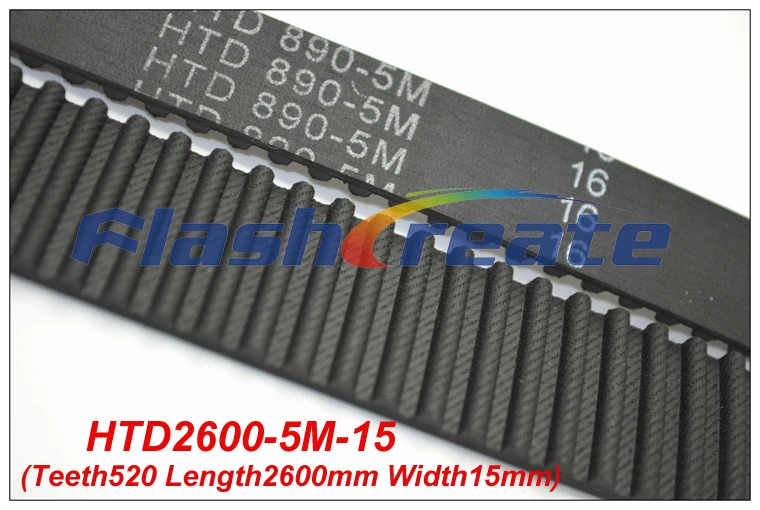 

2pcs HTD5M belt 2600 5M 15 Teeth=520 Length=2600mm Width=15mm 5M timing belt rubber closed-loop belt 2600-5M S5M Belt 5M Pulley