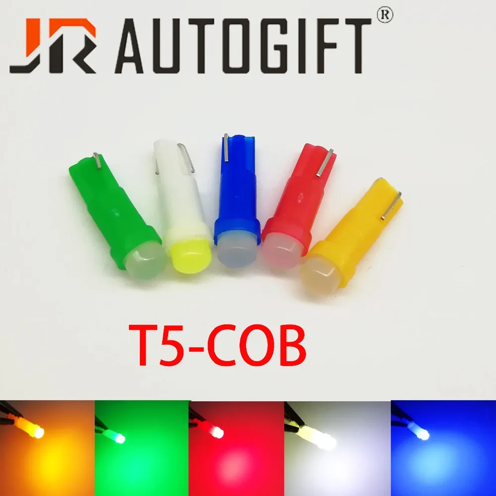 10Pcs 12V 24V Car LED Bulb T5 LED Lights W1.2W W3W Cob 1SMD Auto Side Wedge Dashboard Gauge Instrument Lamp Bulb Car LED Lights