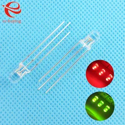 100Pcs/20pcs F3 3mm LED Bi-Color Transparent Common Cathode Round Light Emitting Diode Two Dual Red Green Plug-in DIY Kit