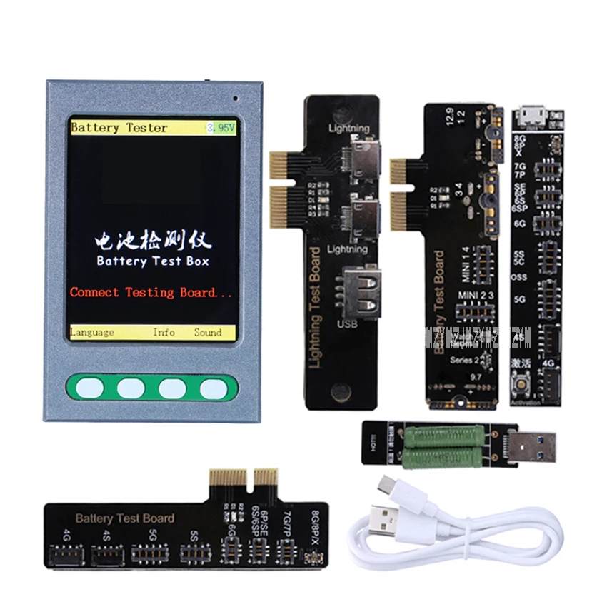 New Professional W28 Mobile Phone Battery Tester Clear Activation Board USB Data Cable Tester Battery Checker Battery Test Box