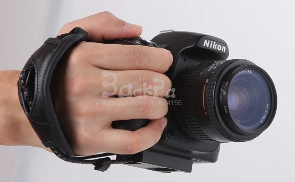 2015 신제품 블랙 가죽 소프트 카메라 스트랩/핸드 그립, 니콘/캐논/소니 카메라 액세서리용