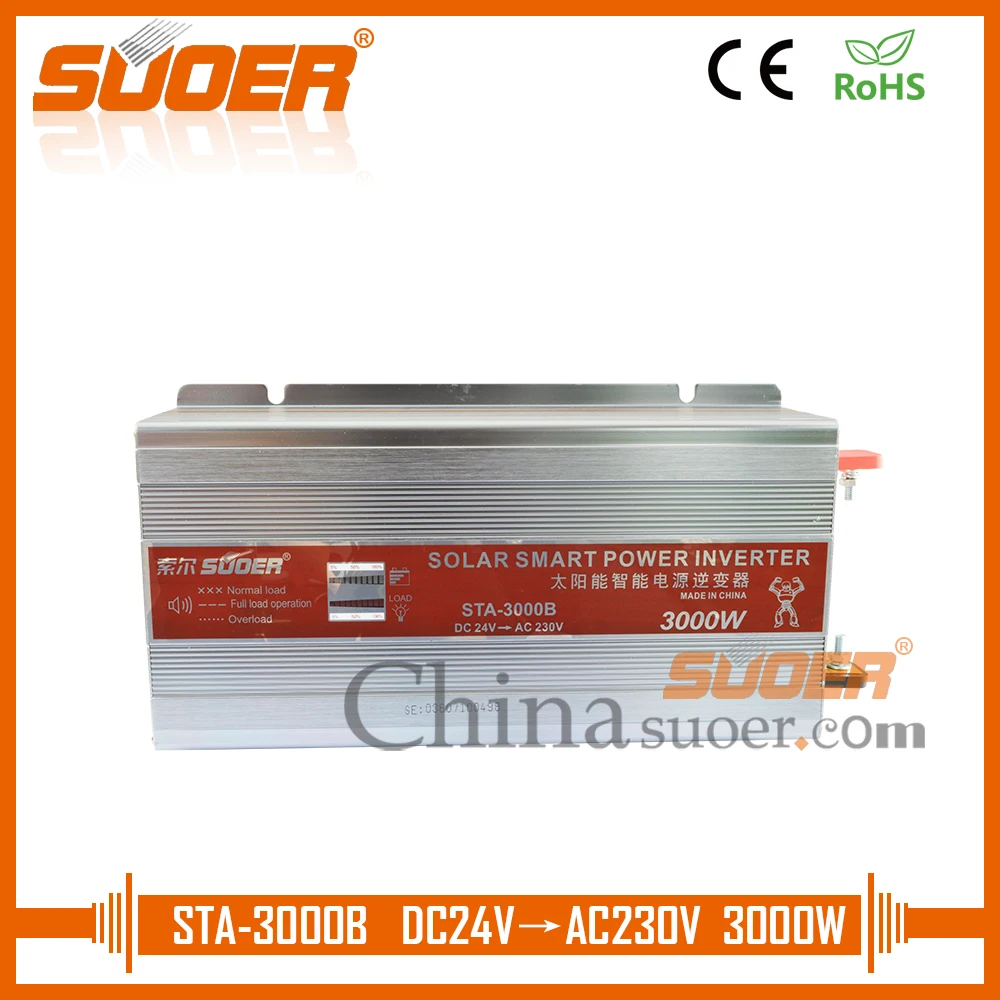 Suoer 3000W Solar Power Inverter DC 24V AC 230V Off Grid Solar Inverter (STA-3000B)