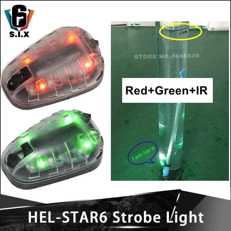 

Element Airsoft Helmet Flashlight HEL STAR 6 Gen II Signal Green Red IR Strobe Light Military Helmet Light Survival lamp