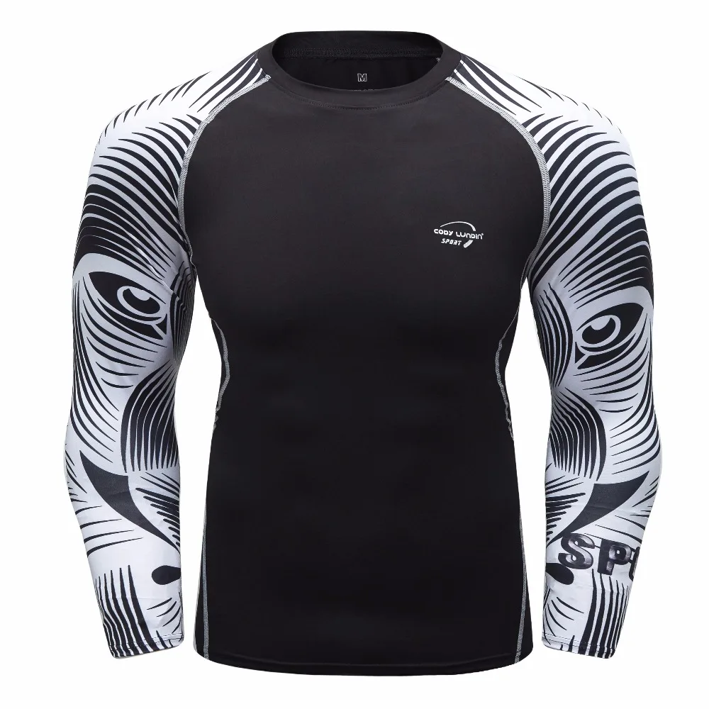 New Men Compression Tights T-shirt Men Fitness 3D Printed Shirt Breathable Long Sleeve Tops Rashgard Workout Fitness T-Shirts