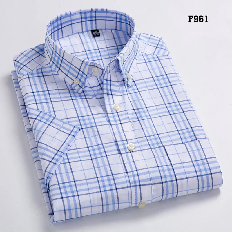 MACROSEA Summer Short Sleeve Plaid Shirts Fashion Men Business Formal Casual Shirts 100% Cotton Slim Fit Shirts Plus Size S-8XL