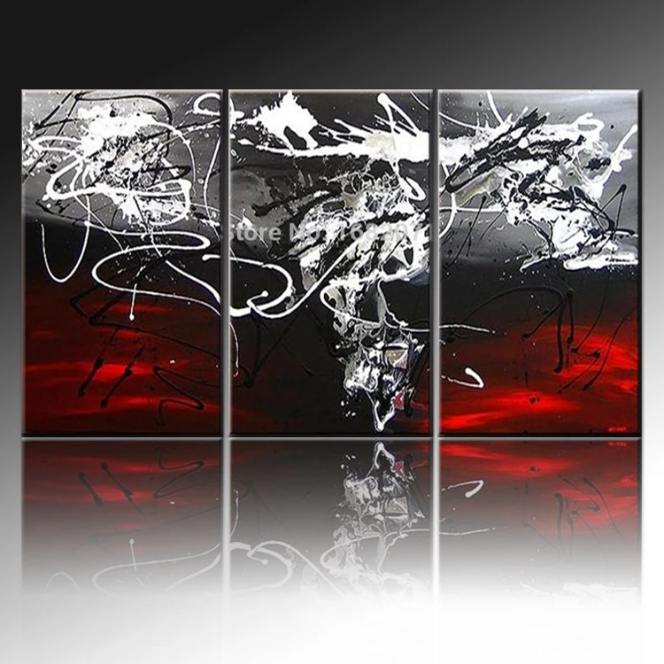 

Free Shipping High Quality Modern Abstract Canvas Painting For Living Room Decorative Abstract Black and Red Oil Painting