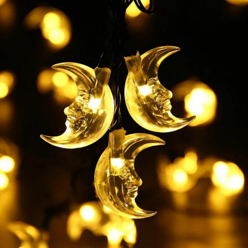 30 leds lua solar luzes da corda lâmpadas led decoração lâmpada de iluminação sensor à prova dwaterproof água para jardim ao ar livre festa natal casamento