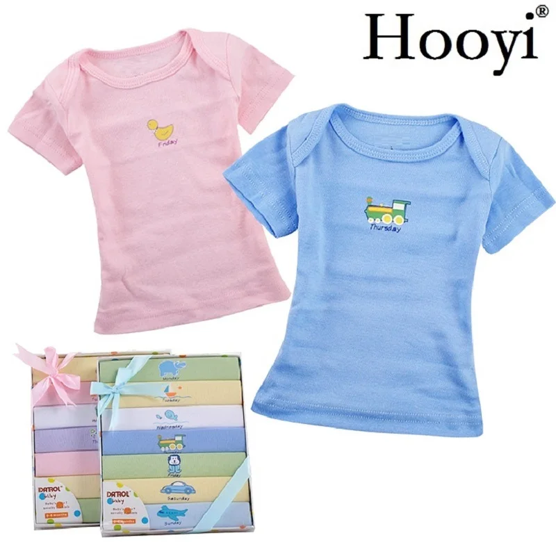 

Hooyi Newborn T-Shirts Baby Boy Clothes Girls Tops Monday To Sunday 100% Cotton Soft Week Everyday Babies Tees Shirts Tee Shirt