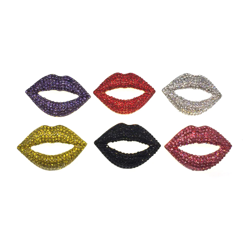 50pcs/lot Sexy Rhinestone 6 Colors charming Lips Flat back/Brooch/Pendent For Women