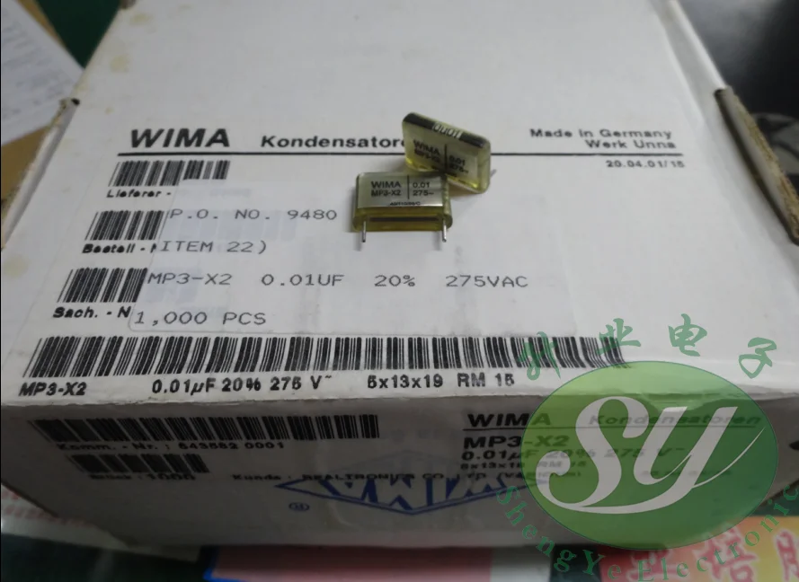 

2020 hot sale 10pcs/20pcs WIMA MP3-X2 0.01uF/275VAC 10nF 103 new original box film capacitor 15MM Audio capacitor free shipping