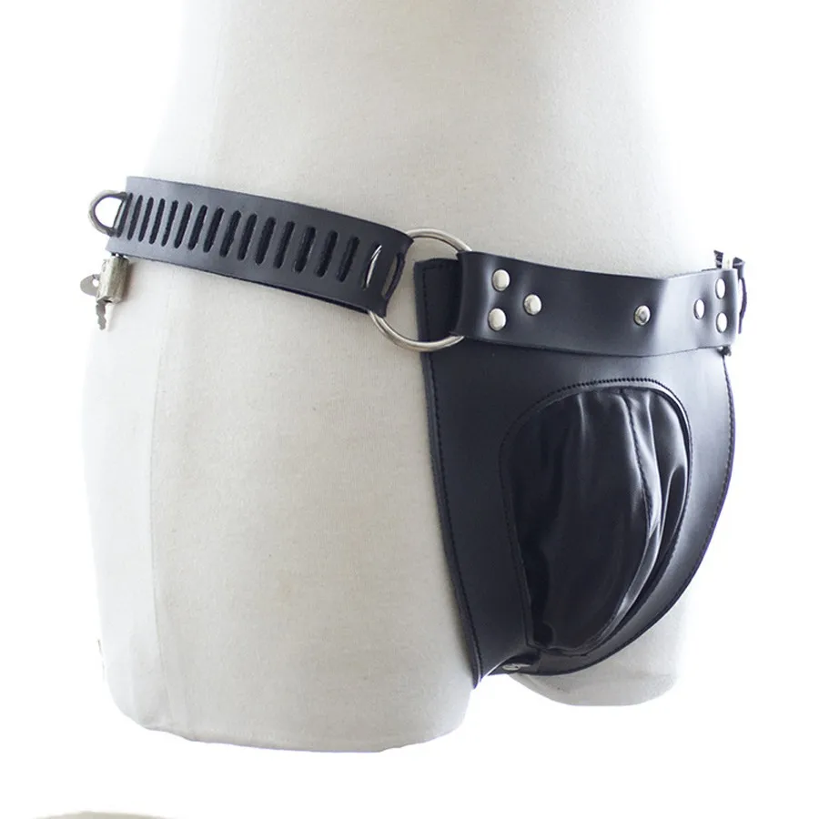 Erection Assist Leather Cock Ring Harness Thong,Thong-style Male Chastity Belt,Sexy Underwear,Adult Sex Toys For Men