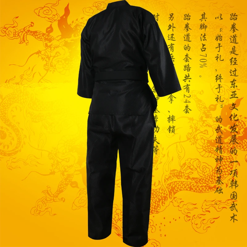 BLACK Taekwond Uniform TKD Long Sleeve Kids Clothes Taekwondo Dobok Adult Taekwondo brance wtf itf Suits Tae kwon do