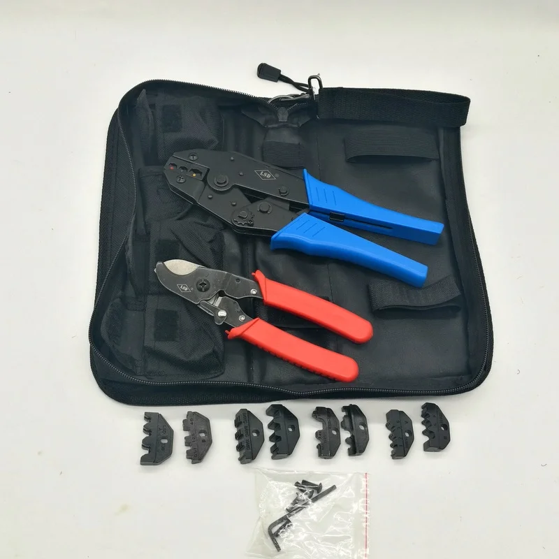 LS-K03C hand crimping tool kit for crimping terminals and connectors with cable cutter and replaceable dies crimping tool set