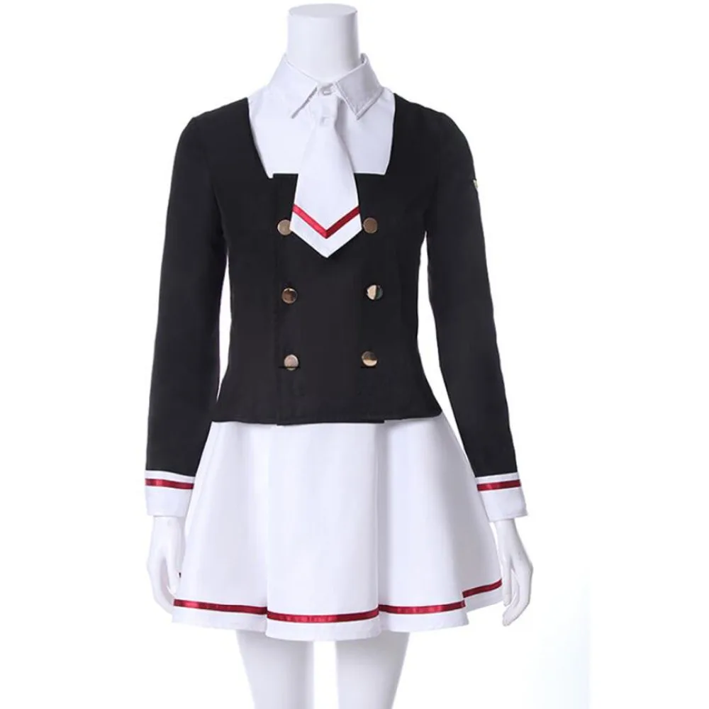 Sakura Cardcaptor Clearcard Kinomoto Sakura Tomoyo Daidoji disfraz Cosplay vestido de marinero uniforme escolar abrigo traje