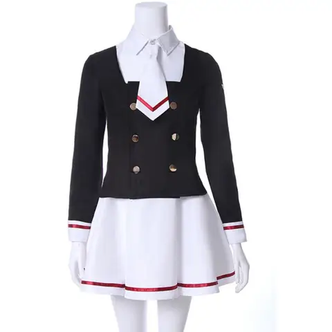 Anime Womens Clearcard Kinomoto Sakura Tomoyo Daidoji Costume Cosplay Marinaio Cameriera vestito uniforme scolastica cappotto vestito
