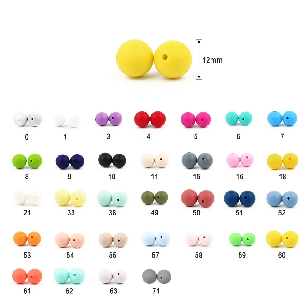 BOBO.BOX 12mm Silicone Beads 10Pcs Round Food Grade Material for DIY Baby Teething Necklace Nursing Baby Teether