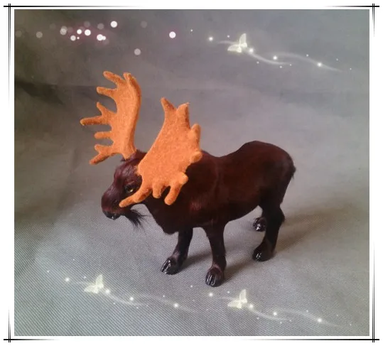 

17x14cm simulation reindeer model polyethylene&furs handicraft Figurines&Miniatures decoration toy gift a2916