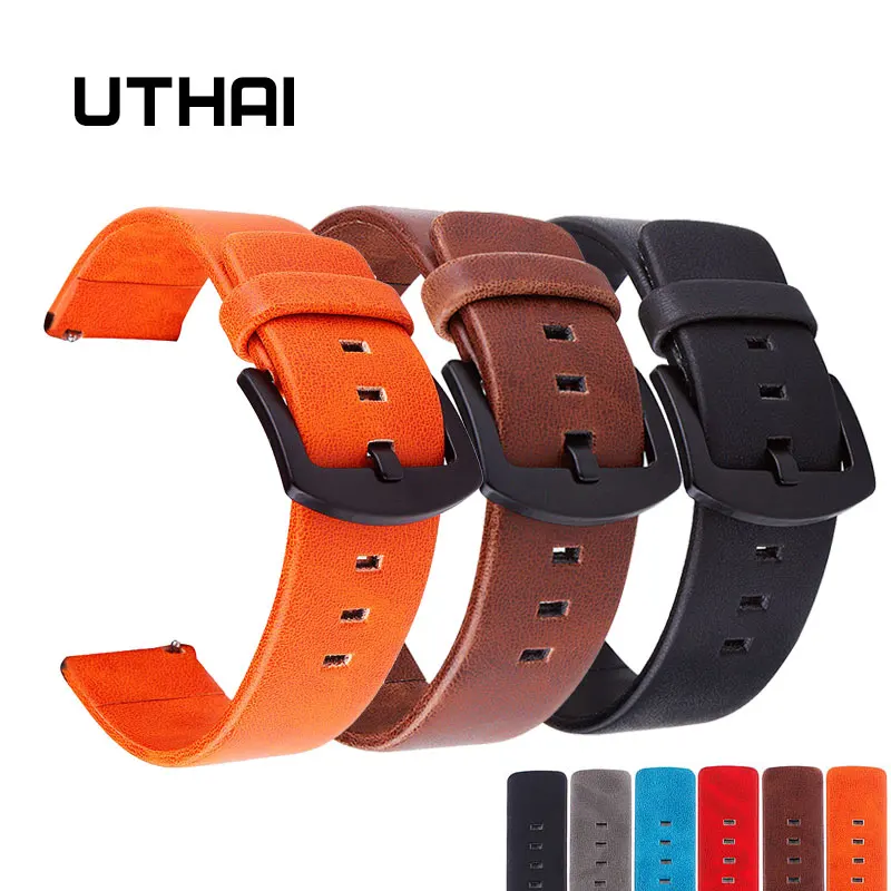 UTHAI P16 20mm watchband Retro Leather Smart Watchband 22mm watchband 18-24MM watchband