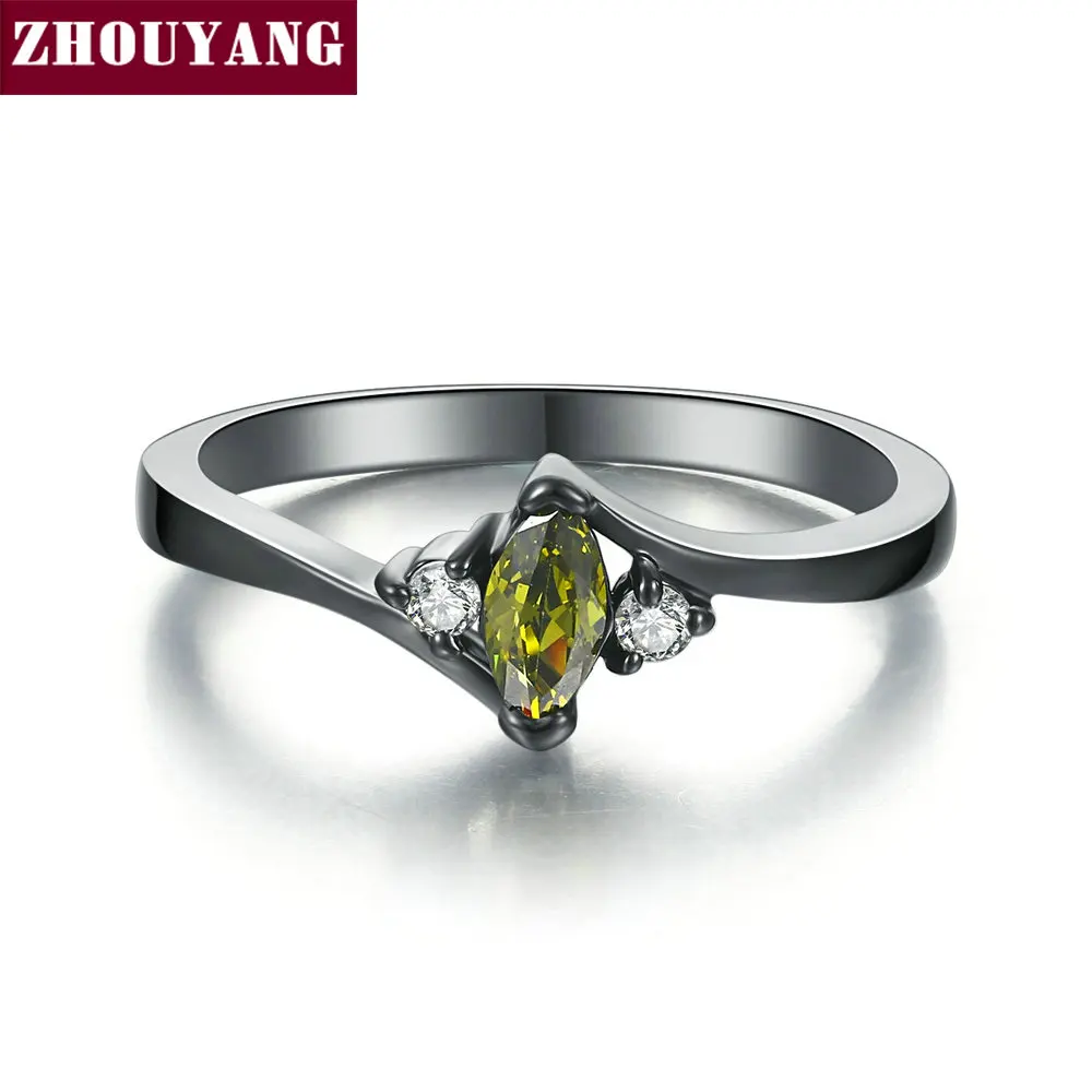 ZHOUYANG Rings For Women Multicolor Optional Simple Oval Cubic Zircinia Rose Gold Color Wedding Gift Fashion Jewelry R797 R804