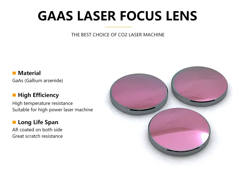 GaAs CO2 Laser Focus Lens Dia 19.05 20 25mm FL 38.1 50.8 63.5 101.6mm for Laser Engraving Cutting Machine Parts