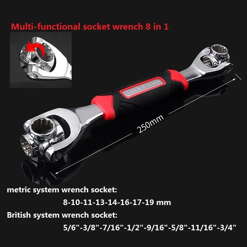 

8In1 Wrench Tools Socket Works With Spline Bolts Torx 360 Degree 6 Point Universial Furniture Car Repair 25CM