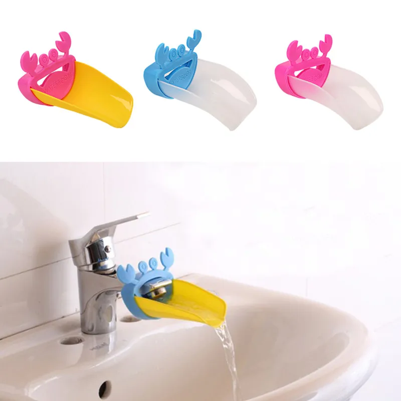 Funny Cartoon Crab Children Faucet Extender Bathroom Animal Water Tap Sink Water Spout Sink for Baby Kitchen Accessories