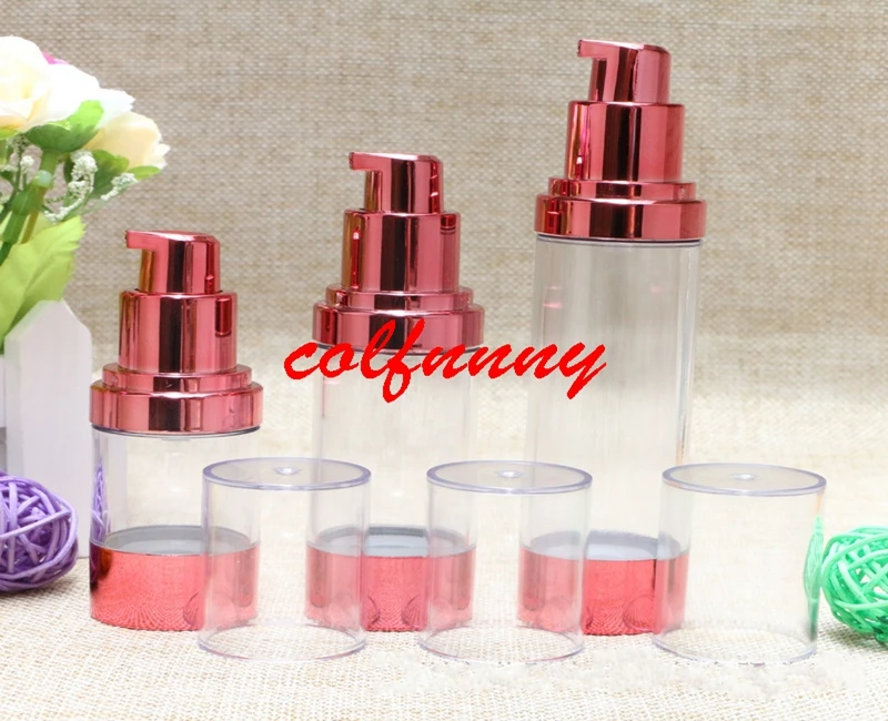 

300pcs/lot 15ml 30ml 50ml Empty Cosmetic Container Airless Pump Plastic Bottles Lotion Liquid Refillable Bottles for Travelling