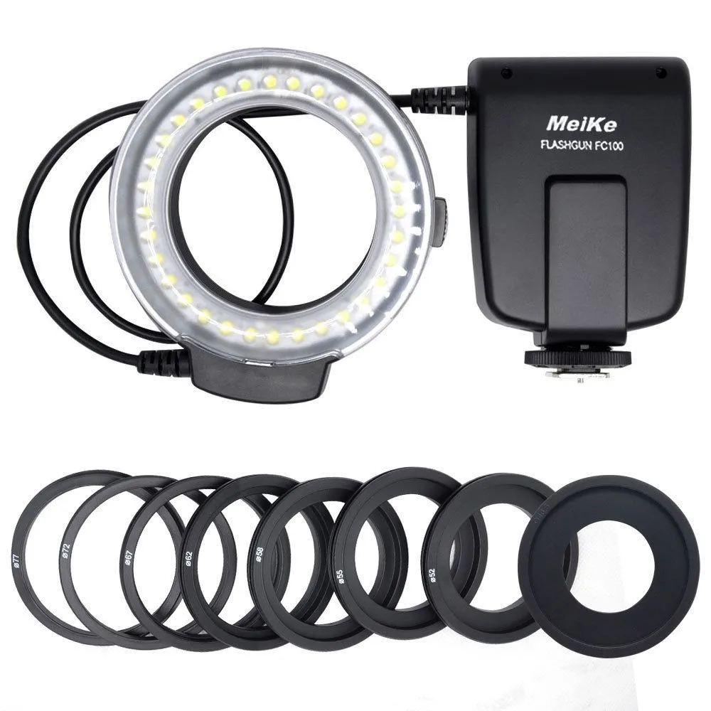 Meike FC 100 Speedlite Macro LED Ring Flash Light Studio Photo For Nikon D200 D3100 Canon EOS 70D 60D T4i T3i 6D DSLR Camara