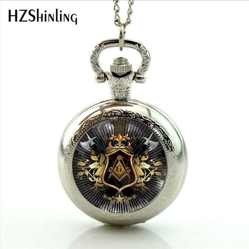 2017 New Arrival Freemason Symbol Pocket Watch Steampunk Masonic Free Mason Freemason Illuminati Locket Pocket Watch Necklace