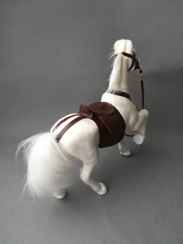 Echt leben spielzeug erhöhen bein up horse modell über 24x8x23cm weiß pferd mit sattel hard modell ornament prop dekoration geschenk h1499