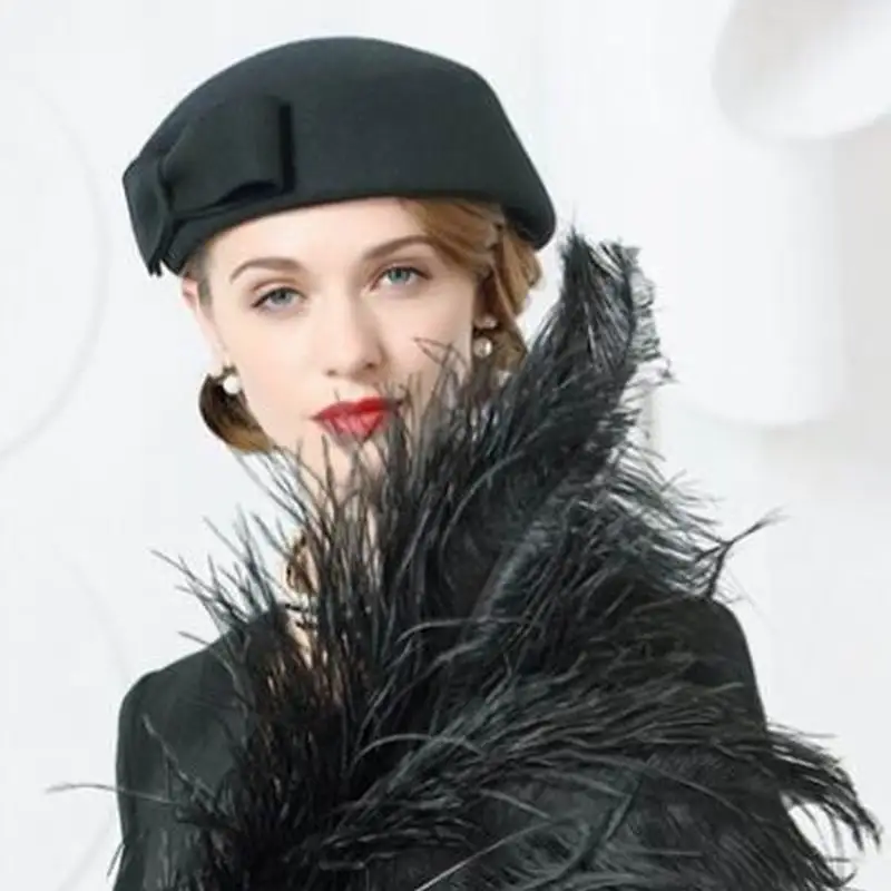 Women Fedoras Wool Hat New Female Nobles Hat 100% Wool Vintage Cap Small British Banquet Cap