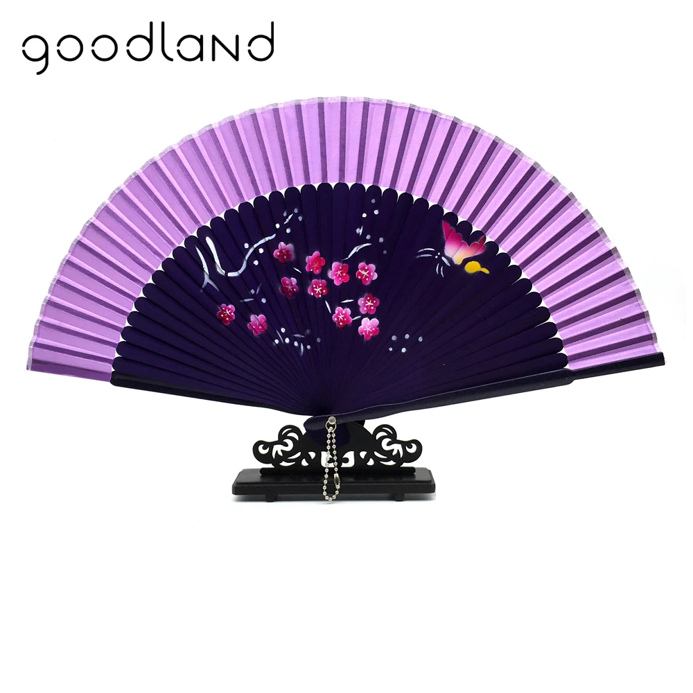 Wholesale Free Shipping 50pcs Random Mixed Color Spun Silk Cover Purple Bamboo Ribs Pocket Hand Fan Cheap-Christmas-Ornament