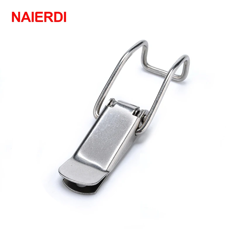 NAIERDI J115B Mild Steel Cabinet Boxes Hasp Lock 74*20 Spring Loaded Latch Catch Toggle Locks For Sliding Door Window Hardware