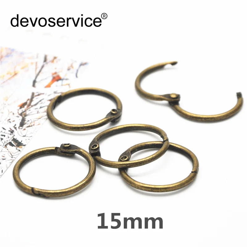 10Pcs 15mm 20mm Metal Binder Ring Bronze Loose Leaf Book Binder Hoop Ring Multifunctional Keychain Circle Book Binder Hoop Offic