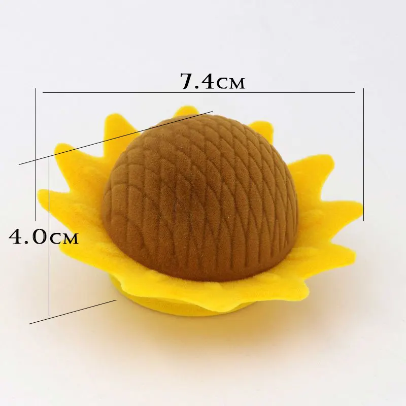 Gelbe Sonnenblume Samt Ring Box Ohrringe Geschenk Geschenkboxen Verpackung für Schmuck Hochzeit Verlobung Display Halter Großhandel – Detail 2