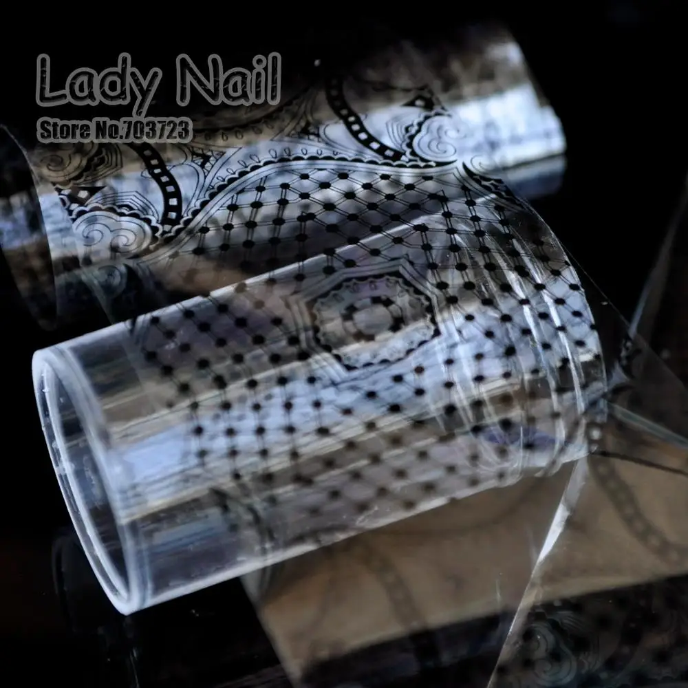 Nail Transfer Foils DIY Foil Polish Nail Beauty Stickers Black Lace Netty Design Nail Tool Glue Polish DIY Manicure Tools 210