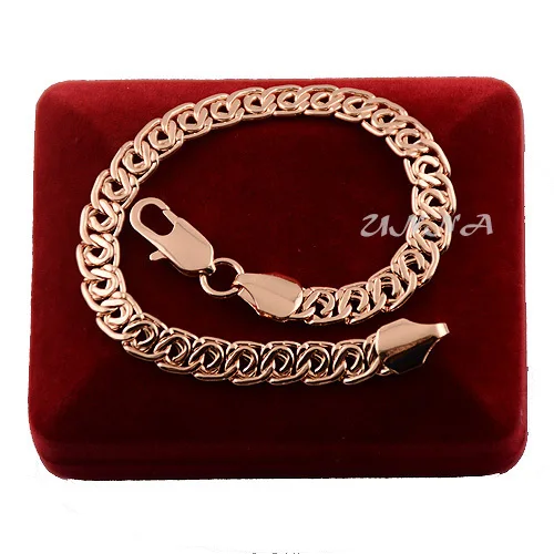 Men\'s Woman 7mm Rose Gold Color Bracelet Bangles 18cm-23cm Jewelry