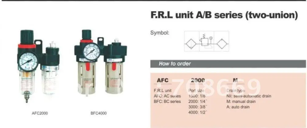 

AirTAC Type 3/8" BSPT Air Regulator Filter Lubricator with Gauge 1500 L/min BFC3000