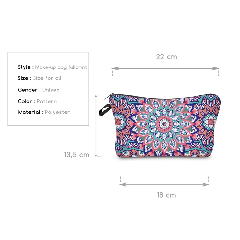 Deanfun 3D Printed Cosmetic Bags Colorful Flower Vintage for Women Travel Makeup Storage Necessity 51012