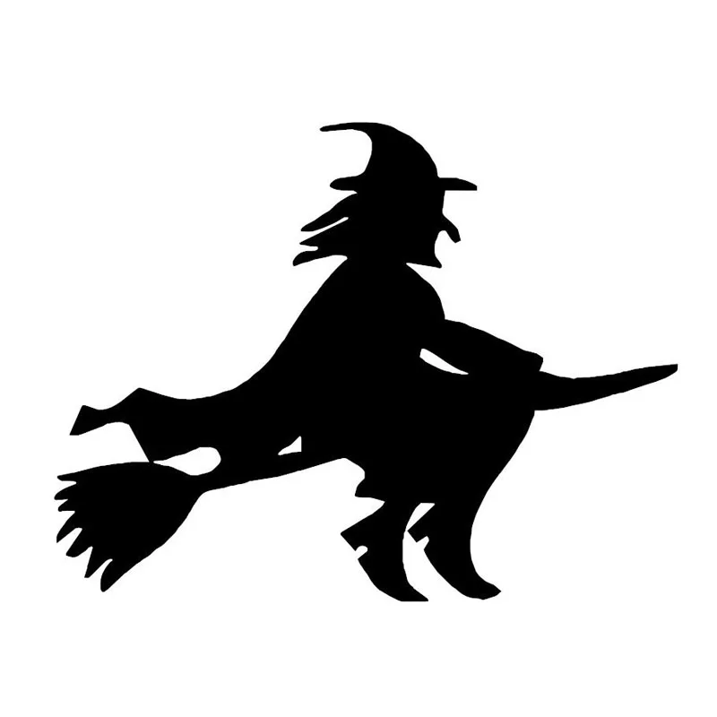 15.5cm*12cm Witch Broomstick Funny Car Sticker Vinyl  Decals Decor Black/Silver S6-3921