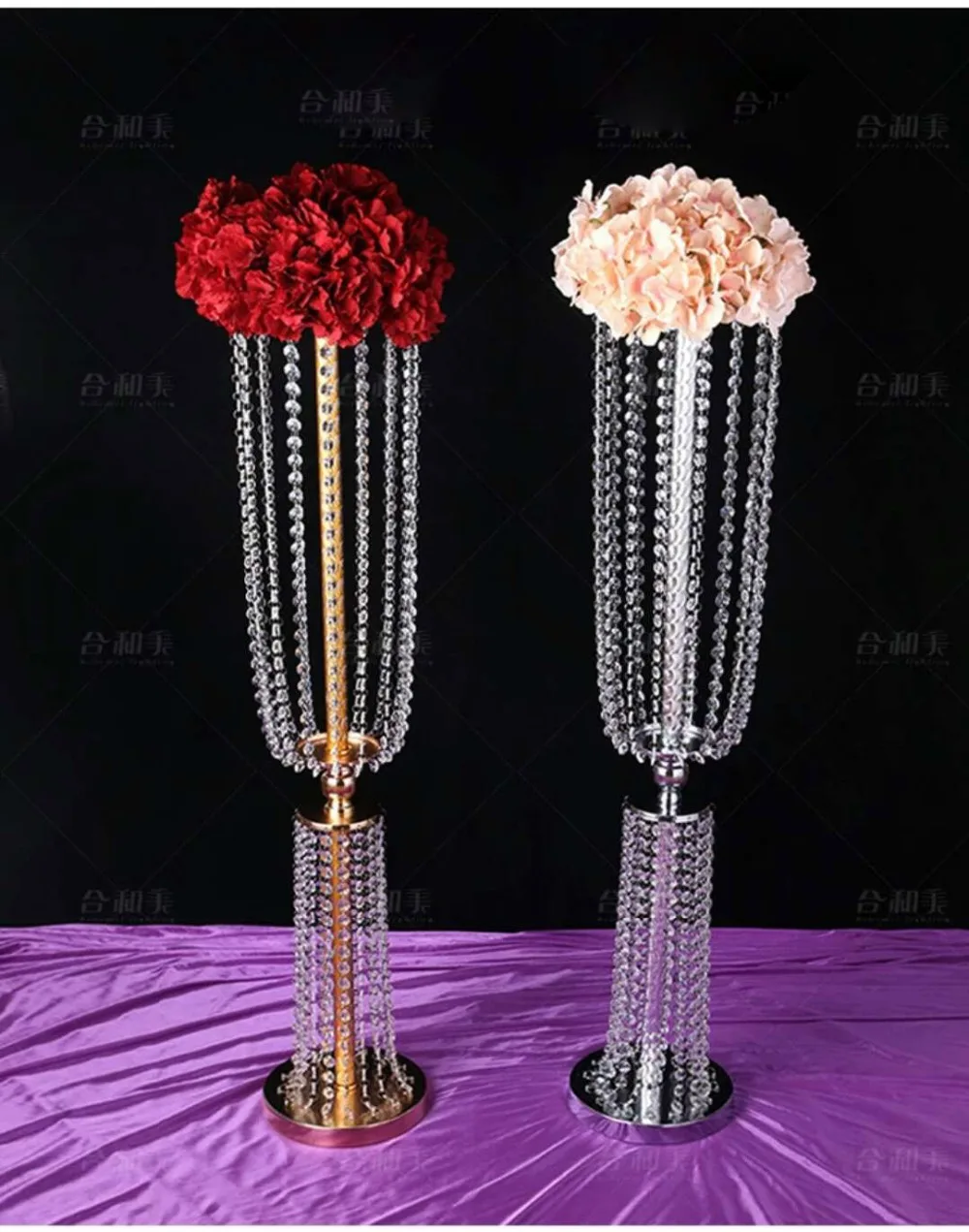 Free Shipment Silver Gold Acrylic Crystal Flower Stand Wedding Table Centerpieces for Wedding Event 10pcs/lot