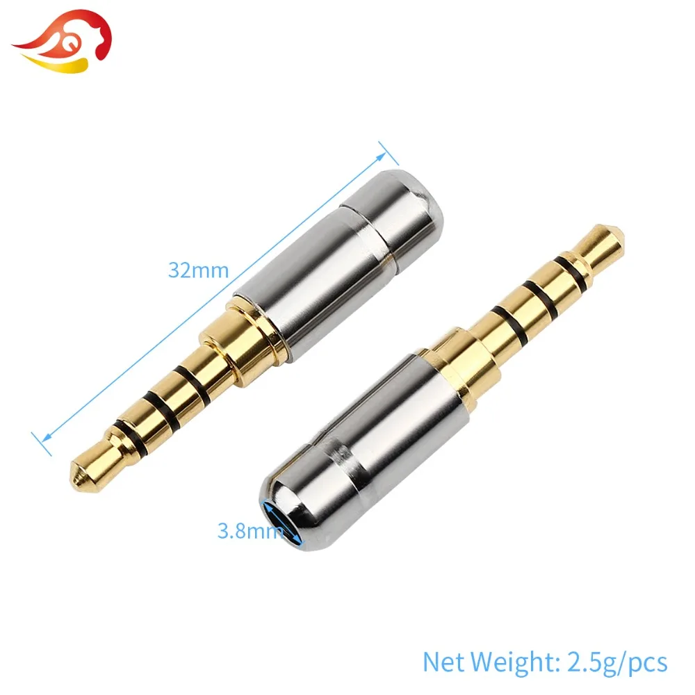 QYFANG 3.5mm 1/8\'\' Stereo 2/3/4 Poles Audio Jack Earphone Plug HiFi Stereo Headphone Gold Plated Copper Solder Wire Connector