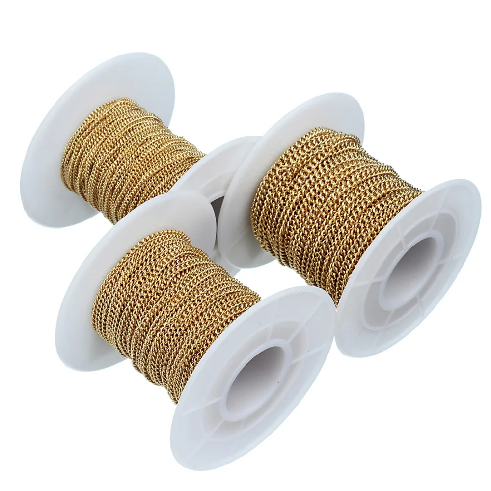 10 Yard/lot Stainless Steel Chain Bulk Silver/Gold color Width 1mm 1.5mm 2mm 2.5mm  Link Chain for DIY Necklace Jewelry Making image 2