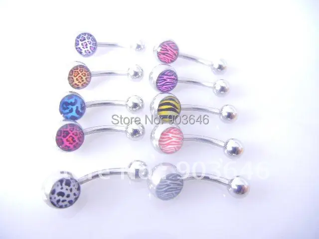 

Free shippment 50pcs Body Jewelry -Navel Belly Rings Navel Button Barbells Mix Logos Body piercing jewelry 14g